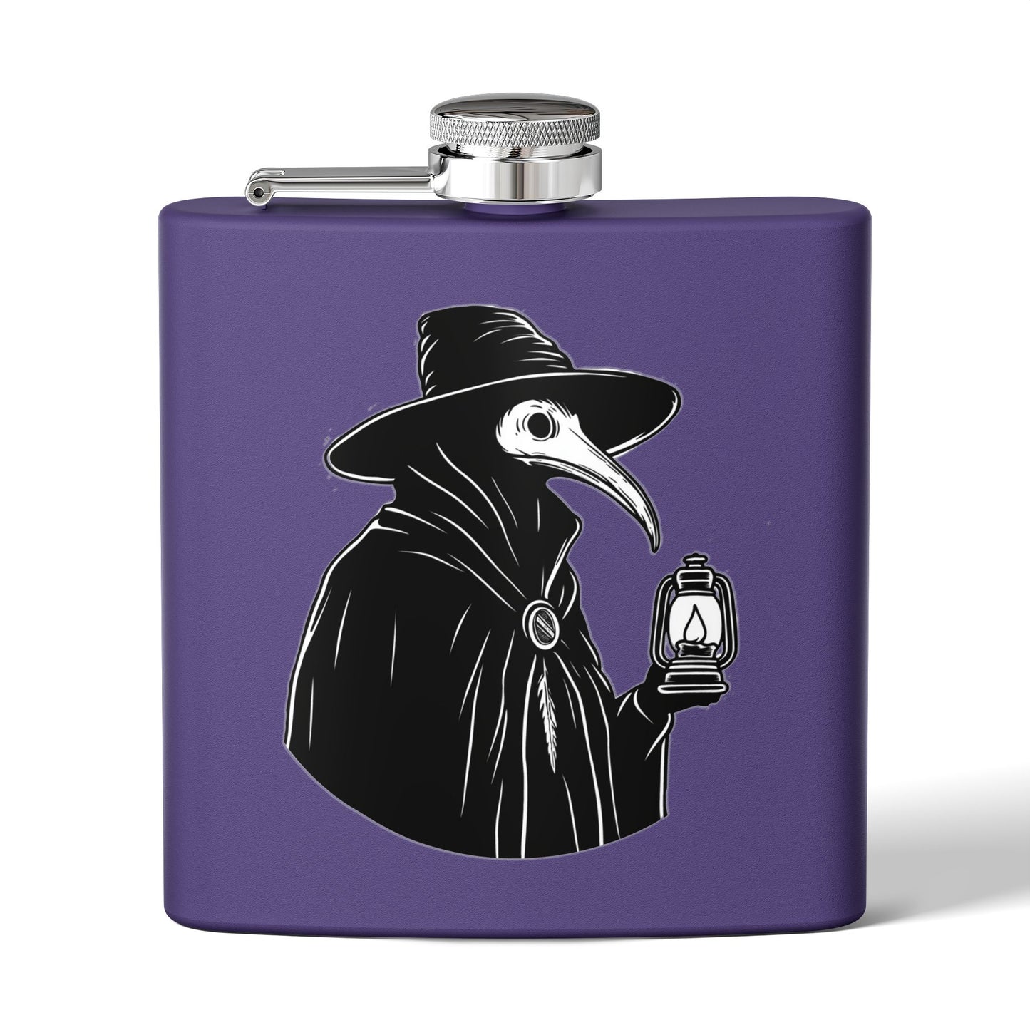 Dark Plague Doctor Flask - 6oz Stainless Steel