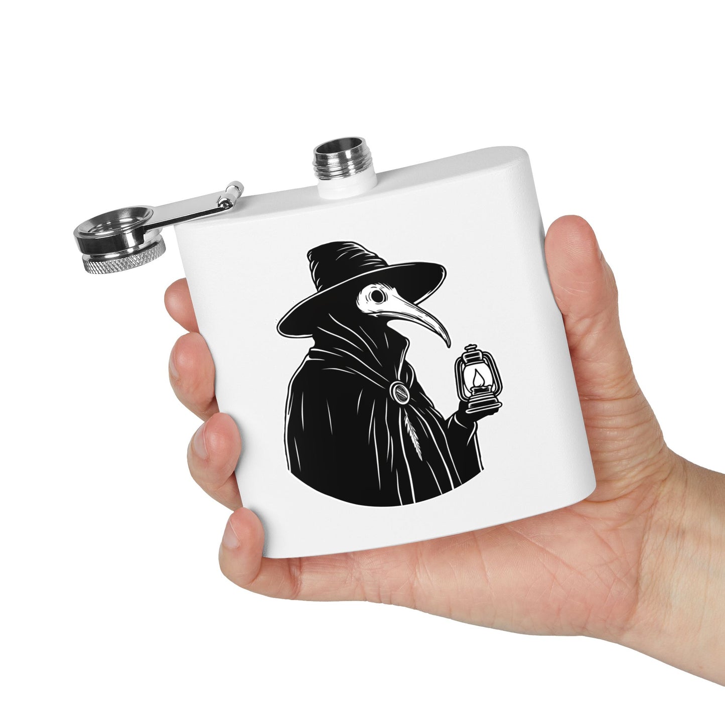 Dark Plague Doctor Flask - 6oz Stainless Steel