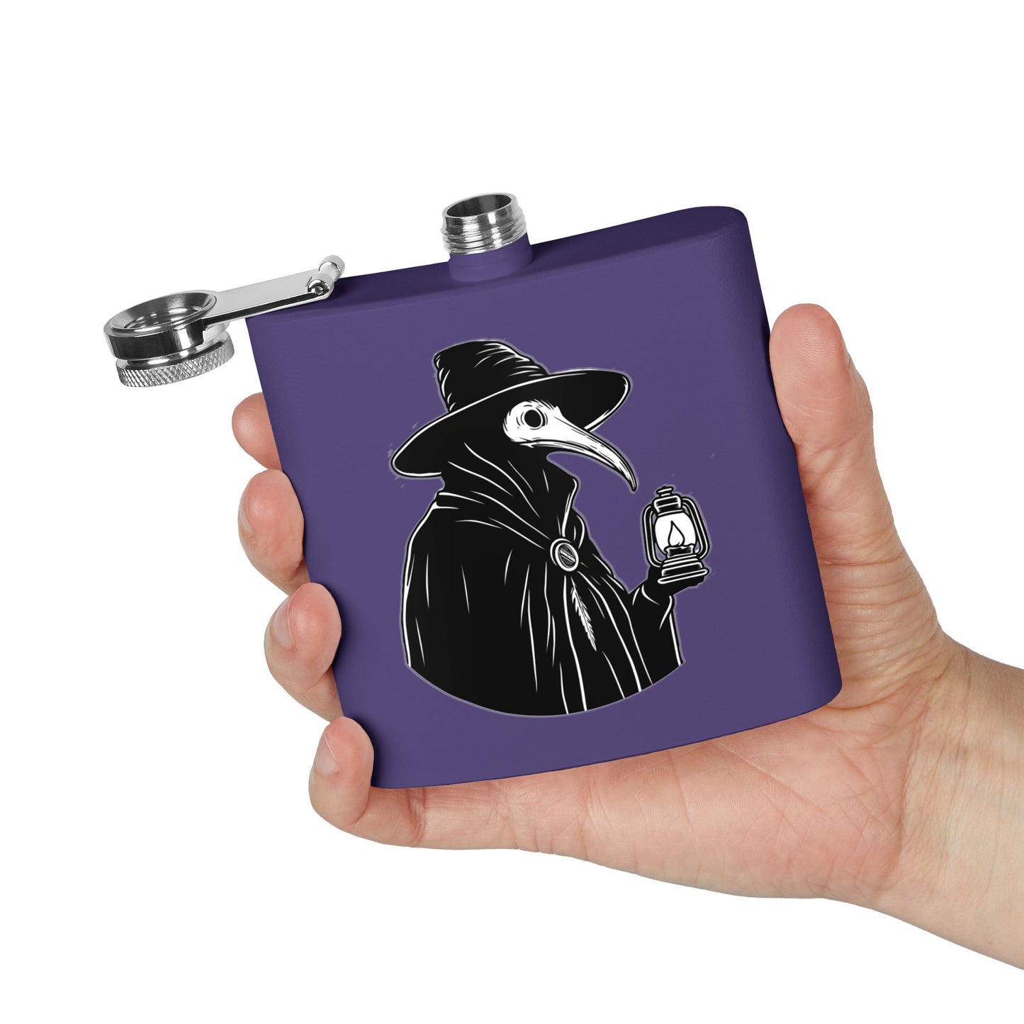 Dark Plague Doctor Flask - 6oz Stainless Steel
