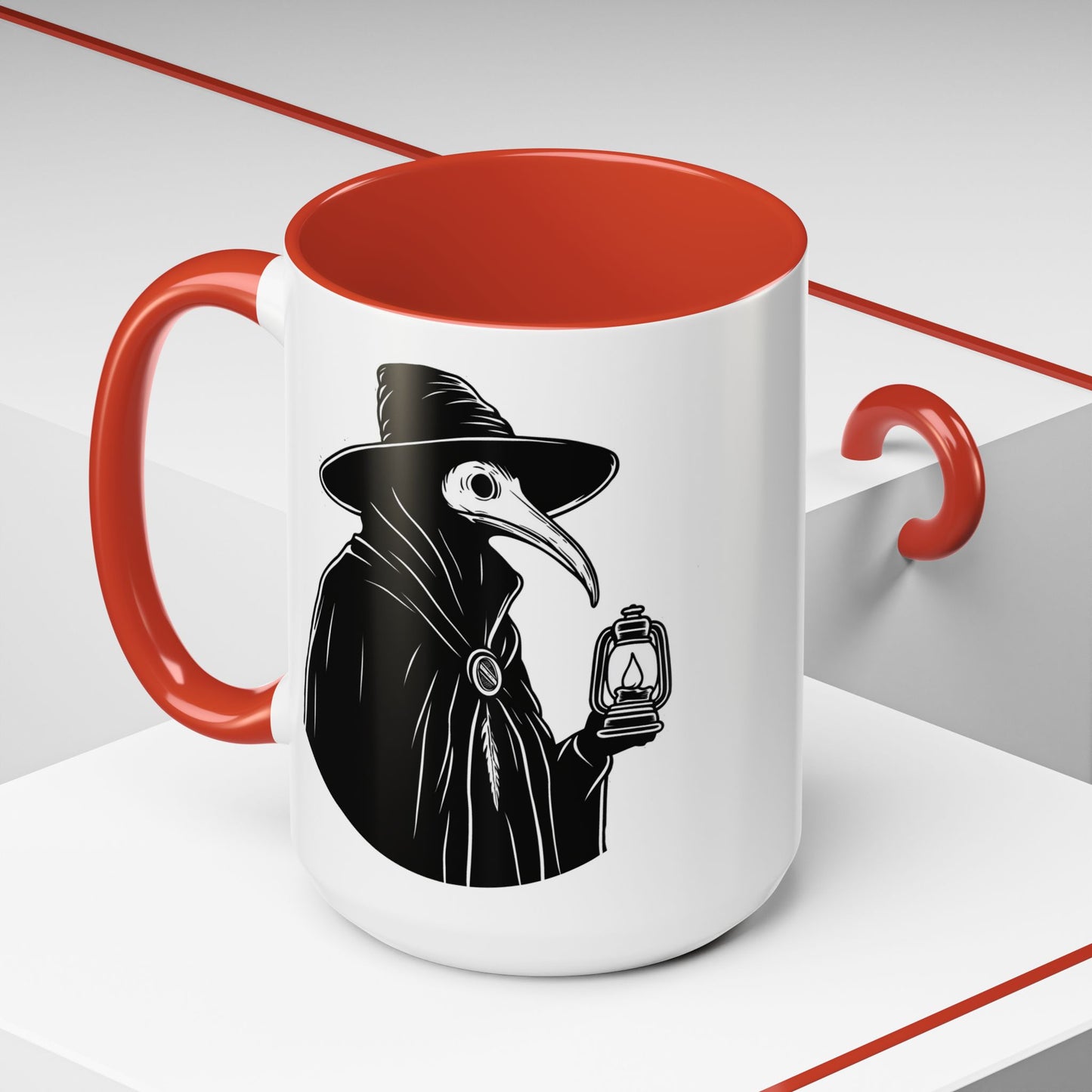 Dark Plague Doctor Accent Coffee Mug, 15oz