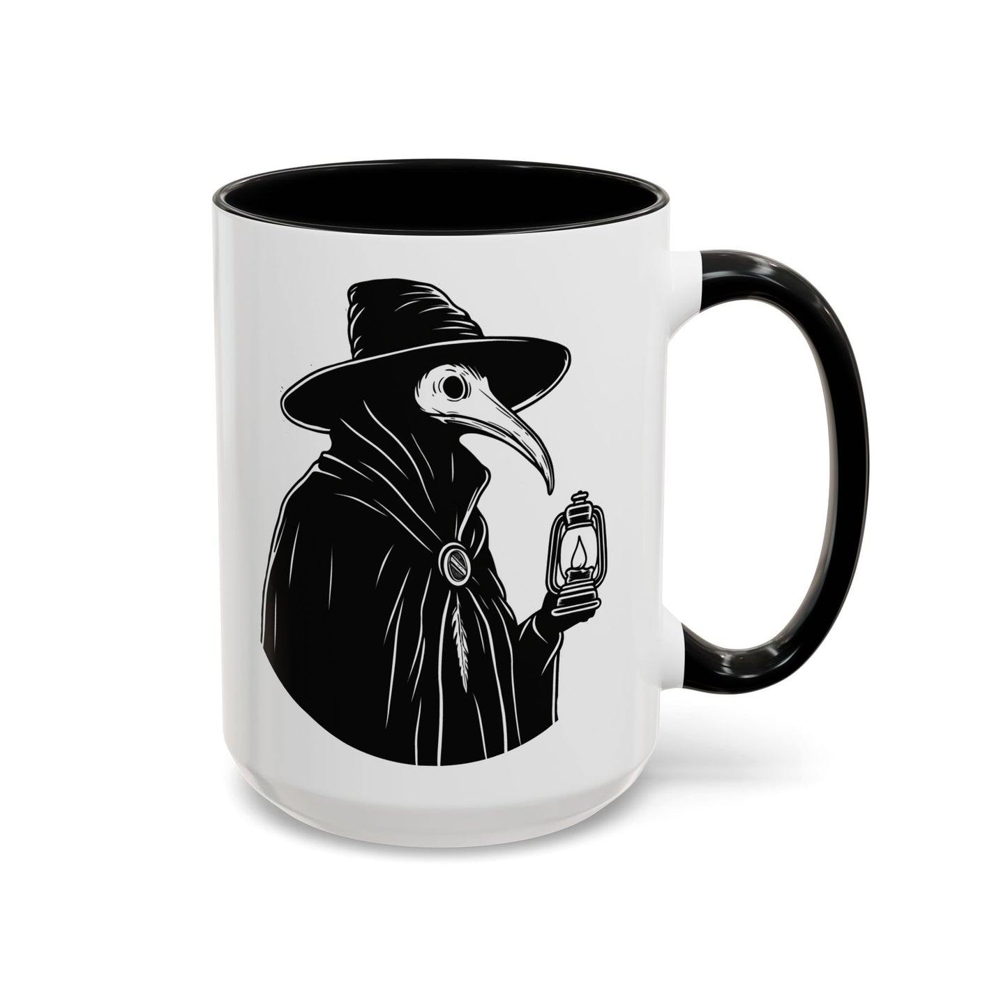 Dark Plague Doctor Accent Coffee Mug, 15oz
