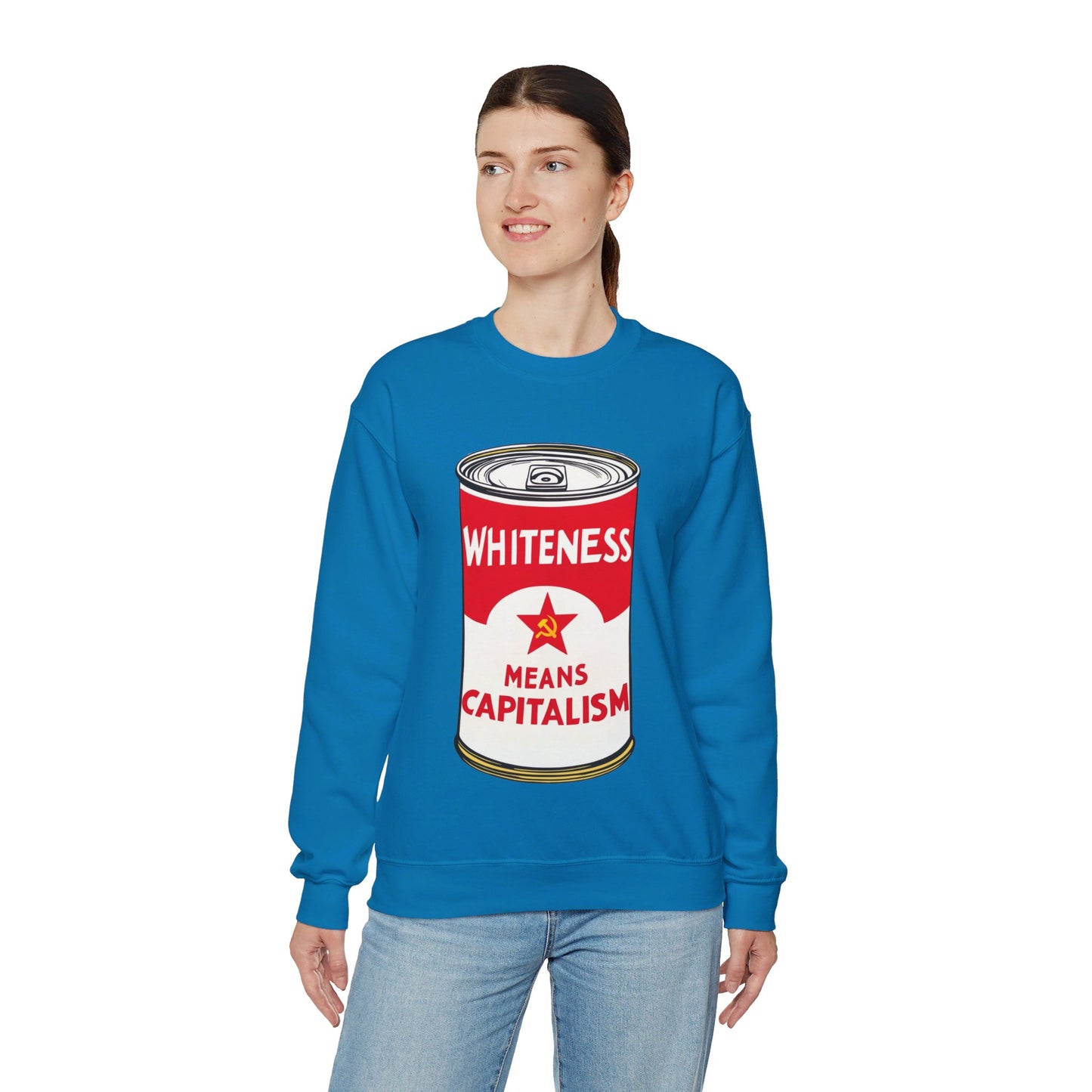 Whiteness Means Capitalism Soup Can Unisex Heavy Blend™ Crewneck Sweatshirt