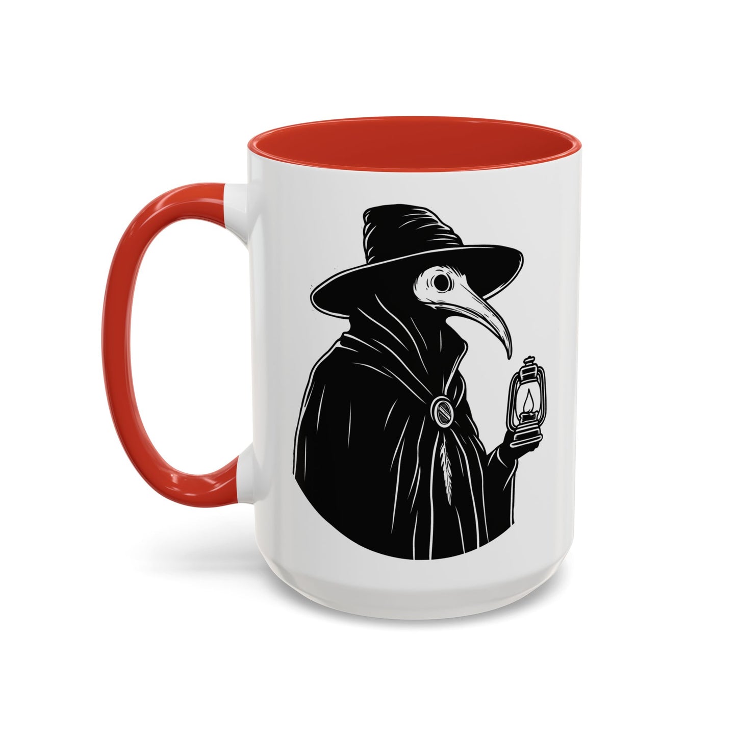 Dark Plague Doctor Accent Coffee Mug, 15oz