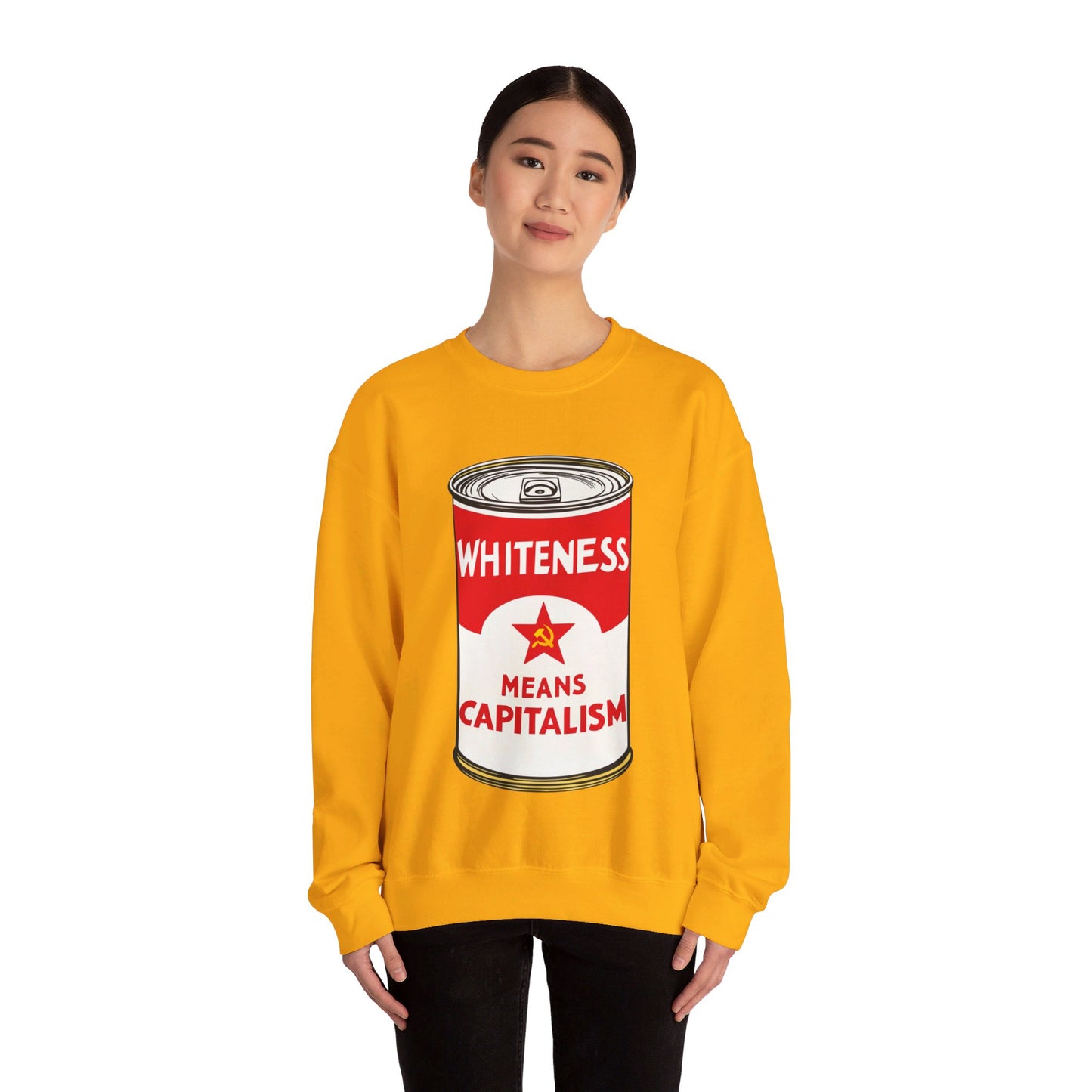 Whiteness Means Capitalism Soup Can Unisex Heavy Blend™ Crewneck Sweatshirt