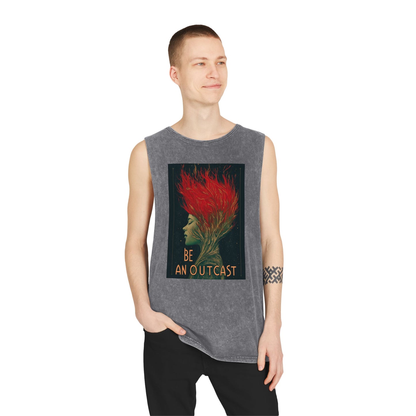 Be An Outcast Unisex Stonewash Tank Top