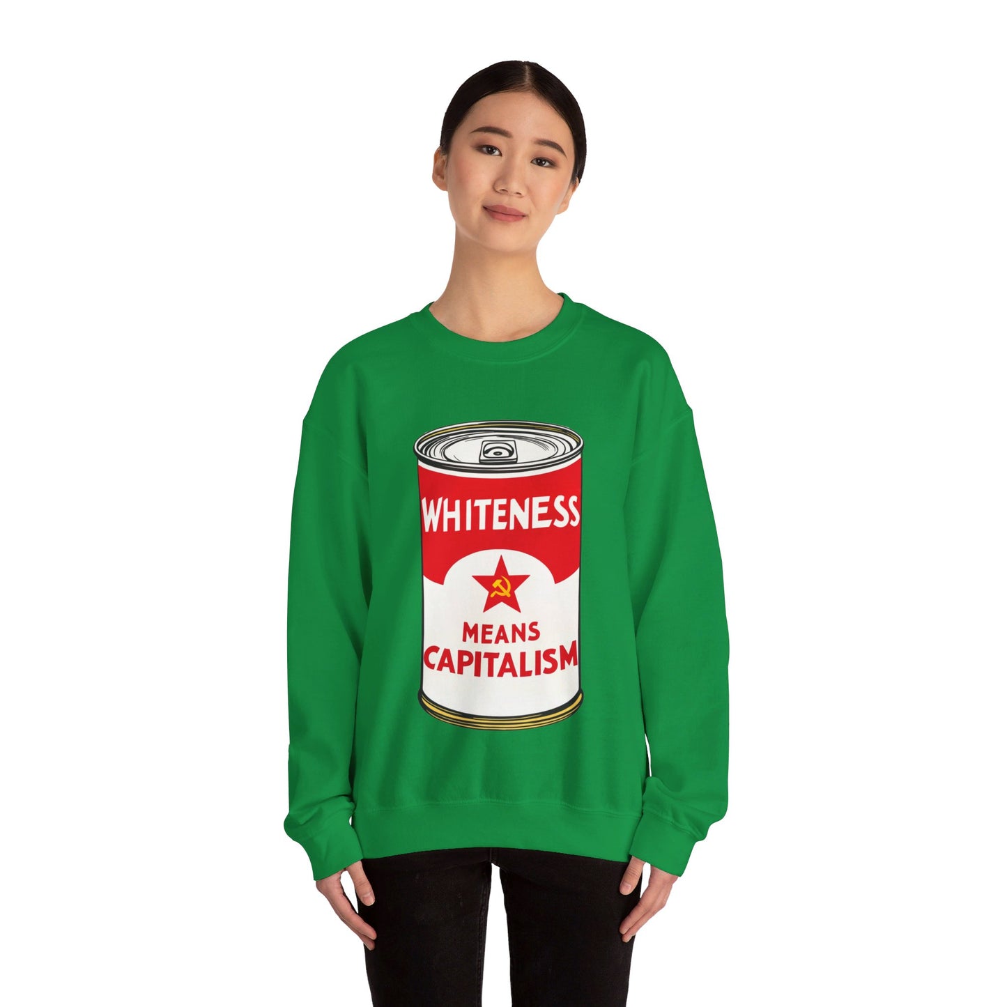 Whiteness Means Capitalism Soup Can Unisex Heavy Blend™ Crewneck Sweatshirt