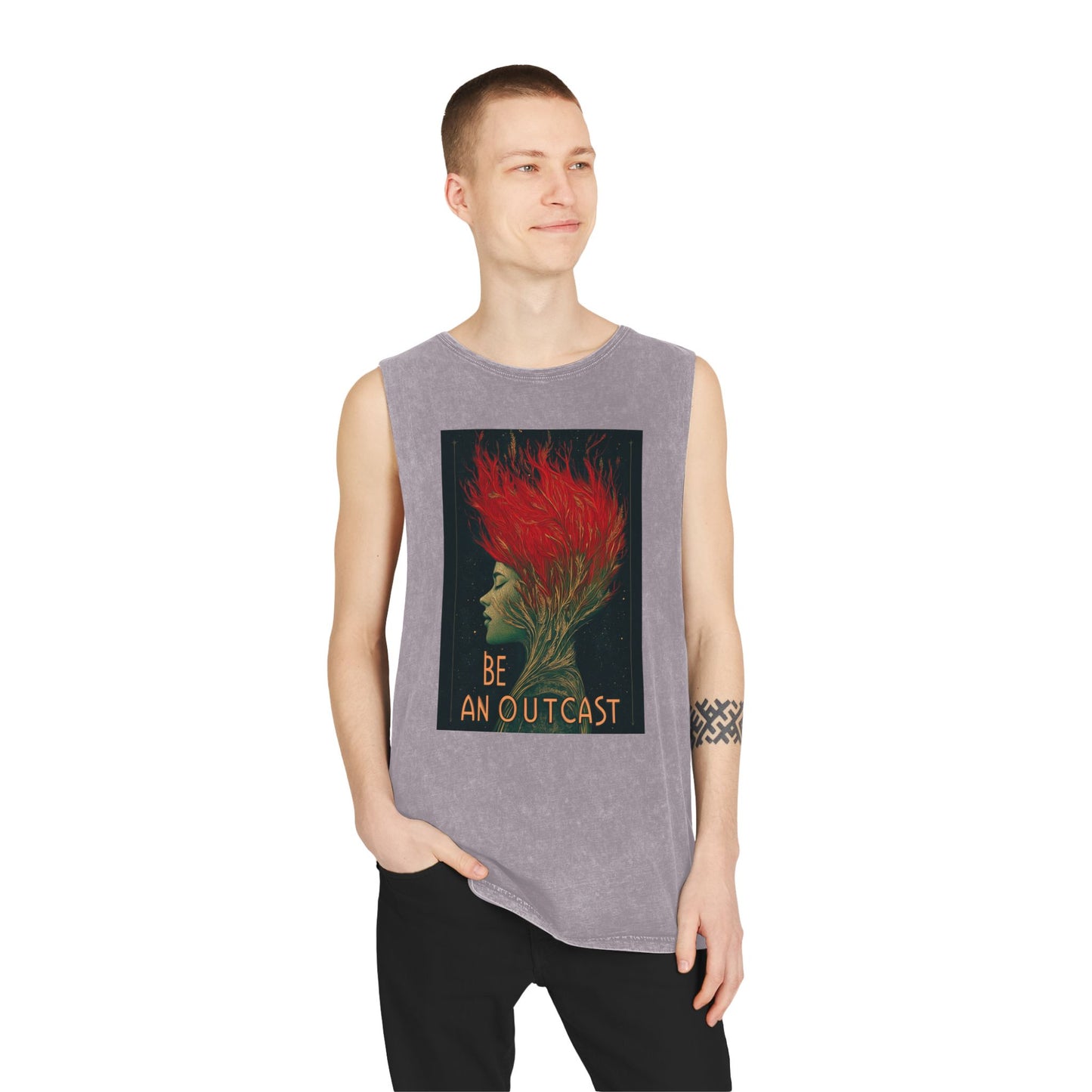 Be An Outcast Unisex Stonewash Tank Top