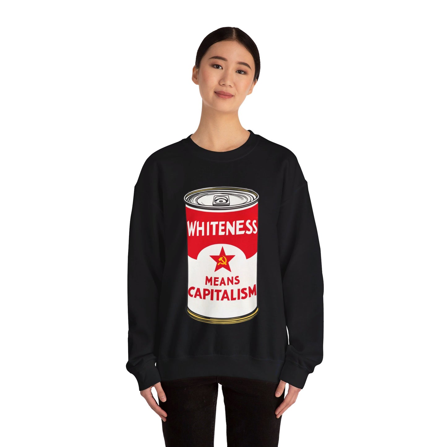 Whiteness Means Capitalism Soup Can Unisex Heavy Blend™ Crewneck Sweatshirt