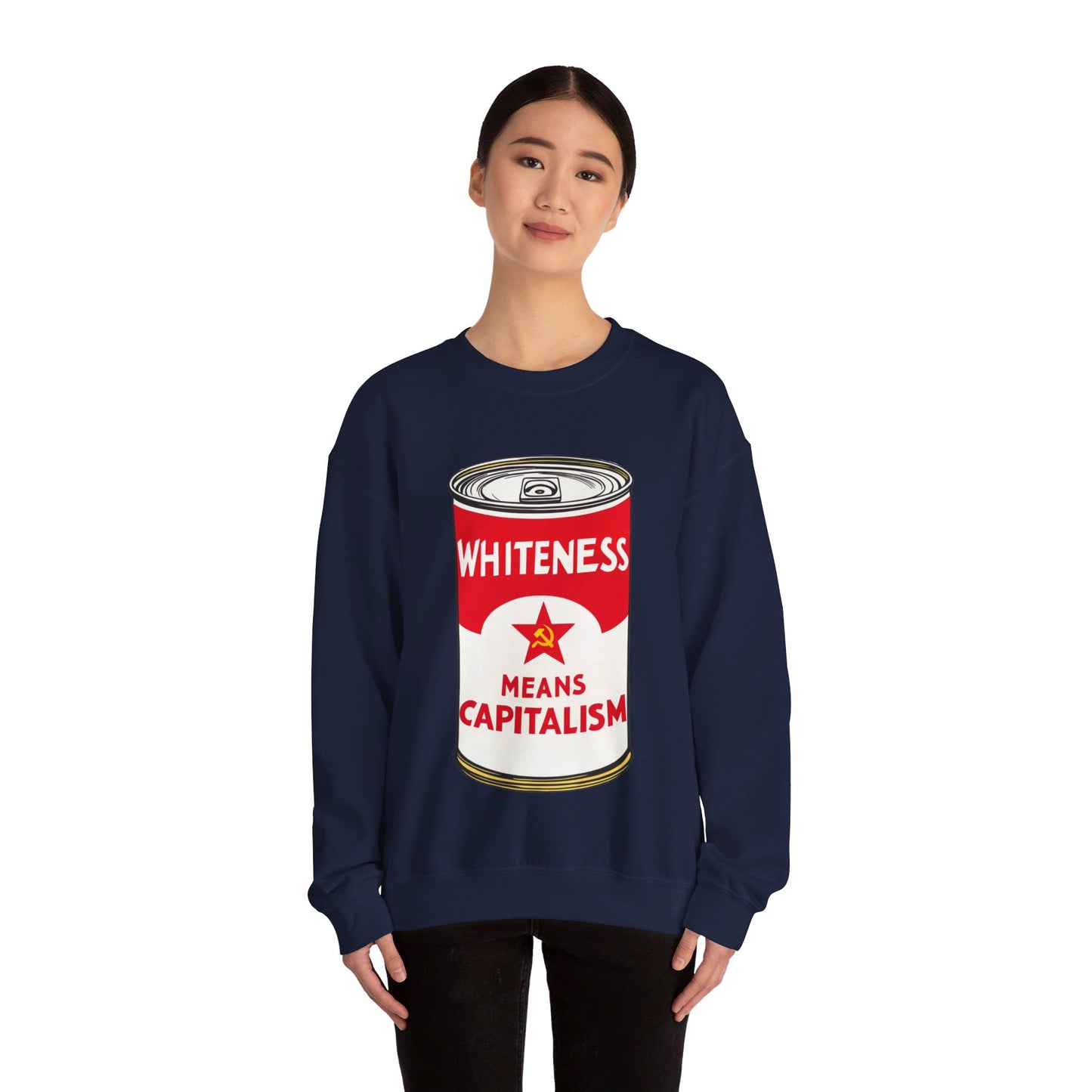 Whiteness Means Capitalism Soup Can Unisex Heavy Blend™ Crewneck Sweatshirt