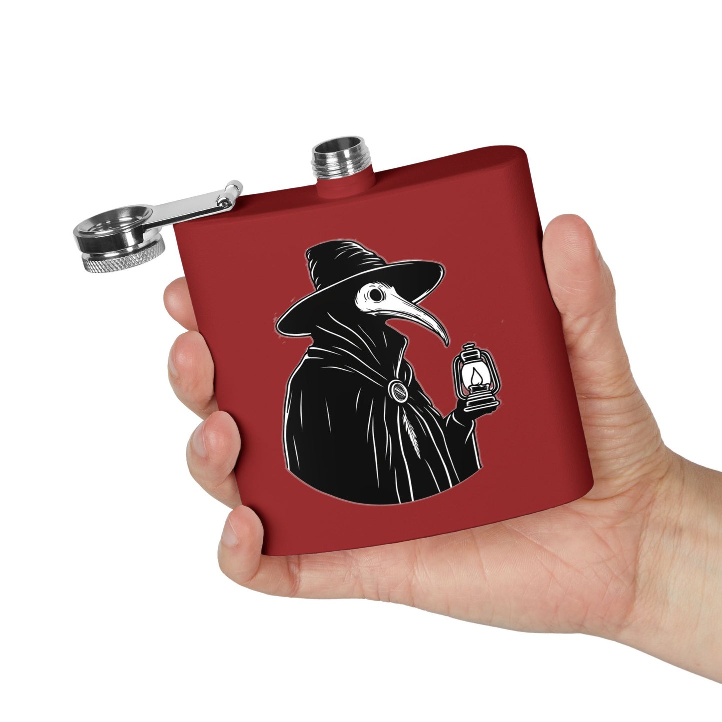 Dark Plague Doctor Flask - 6oz Stainless Steel
