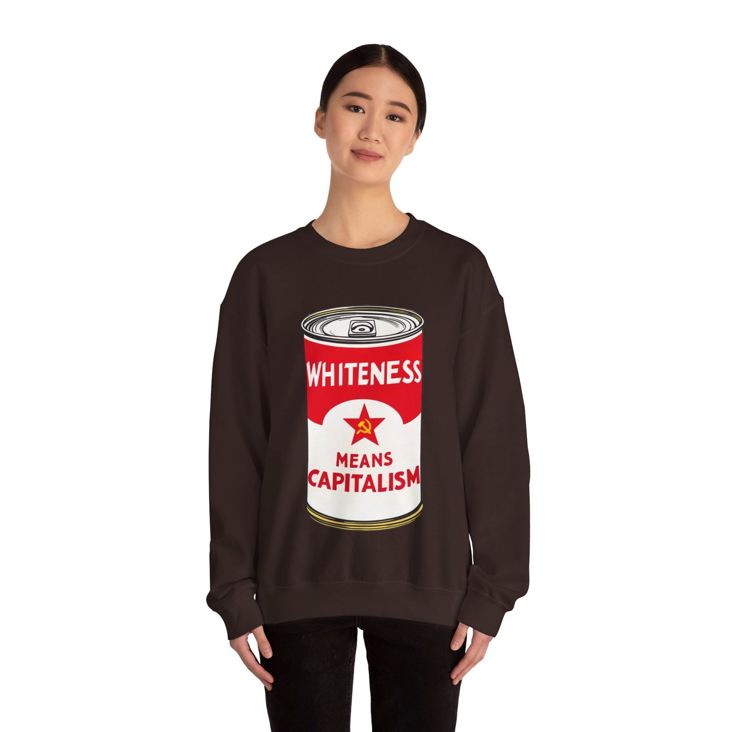 Whiteness Means Capitalism Soup Can Unisex Heavy Blend™ Crewneck Sweatshirt