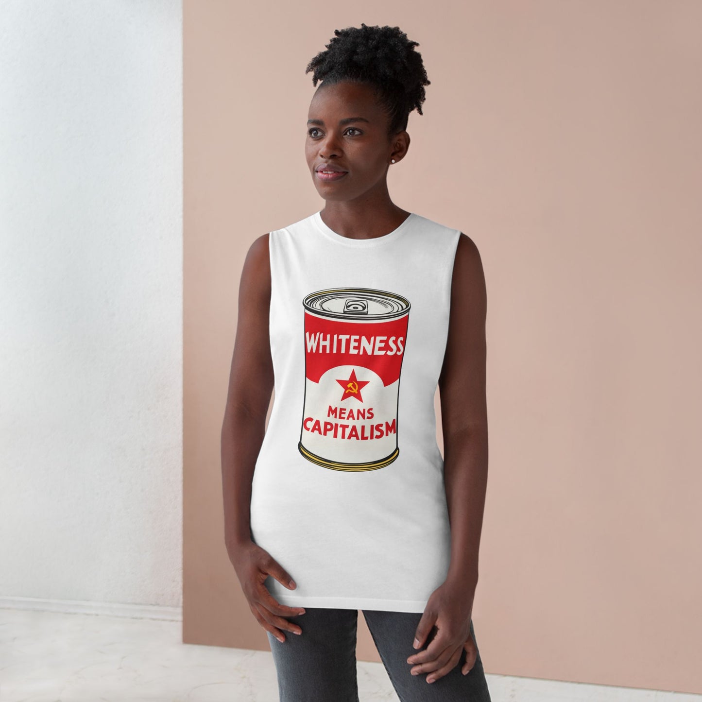 Whiteness Means Capitalism Soup Can Tank Top