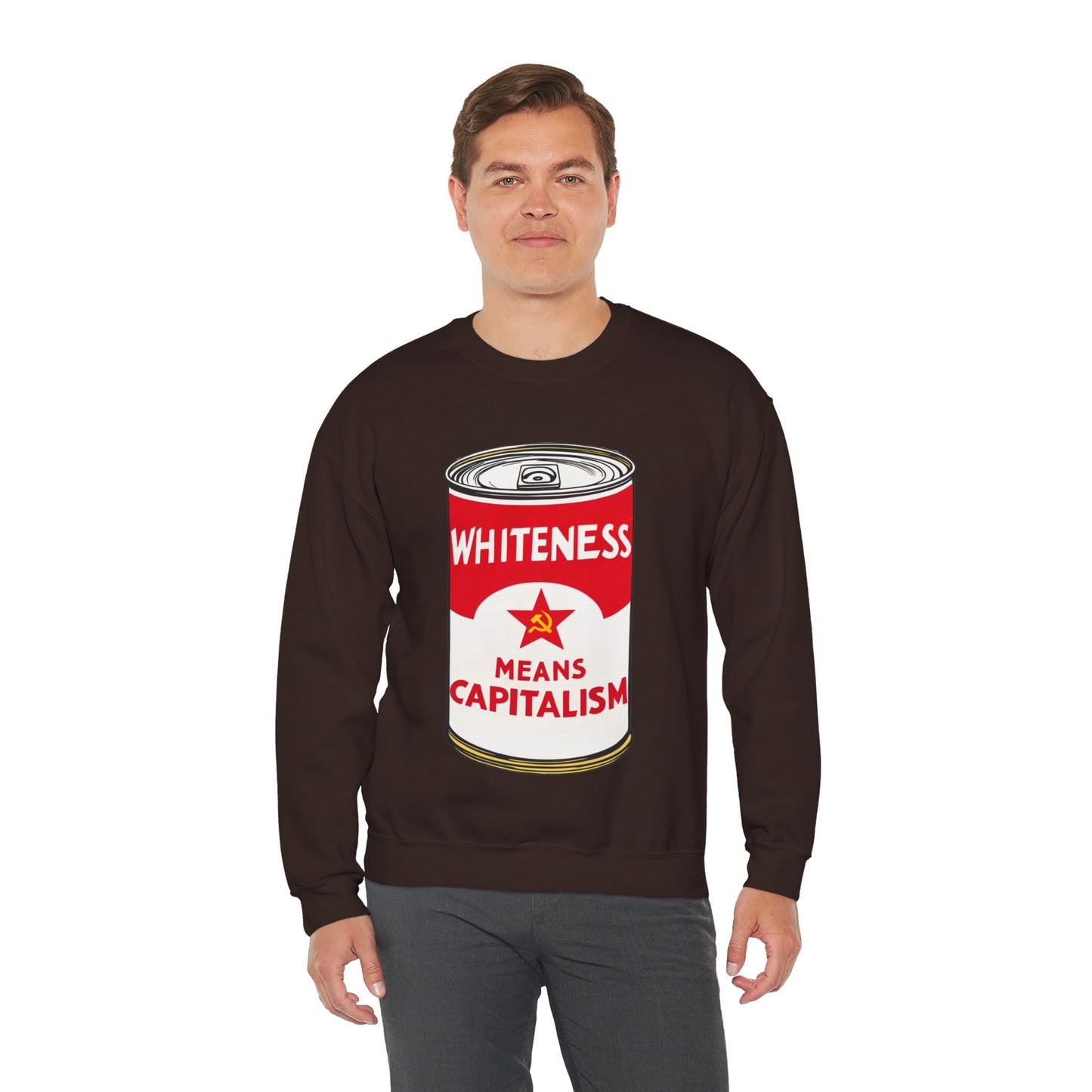 Whiteness Means Capitalism Soup Can Unisex Heavy Blend™ Crewneck Sweatshirt