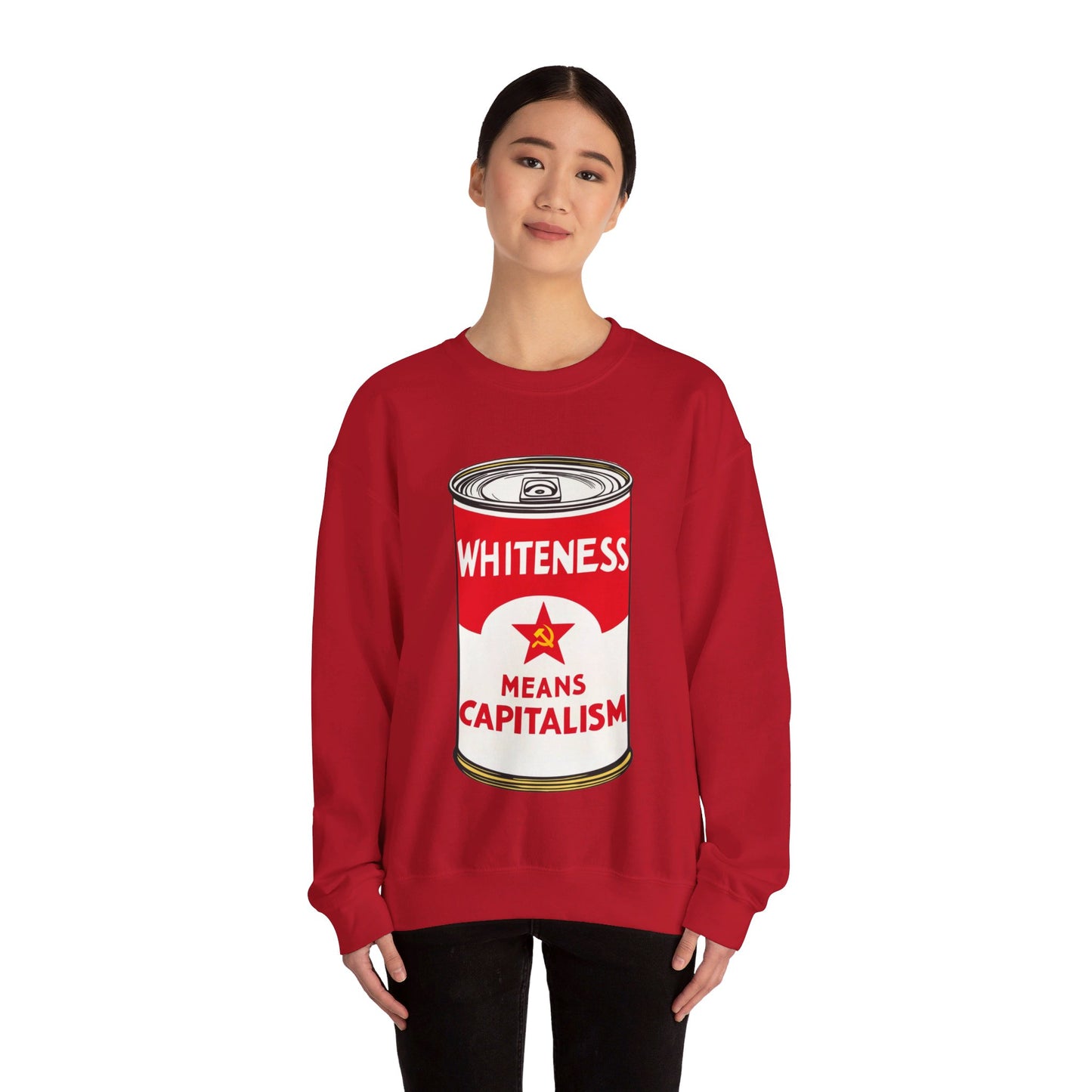 Whiteness Means Capitalism Soup Can Unisex Heavy Blend™ Crewneck Sweatshirt