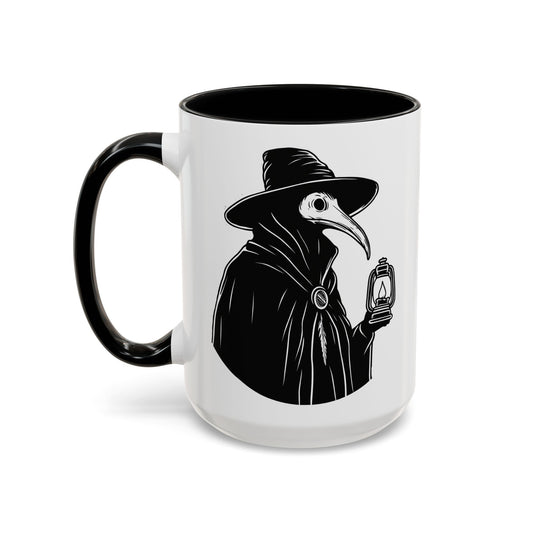 Dark Plague Doctor Accent Coffee Mug, 15oz