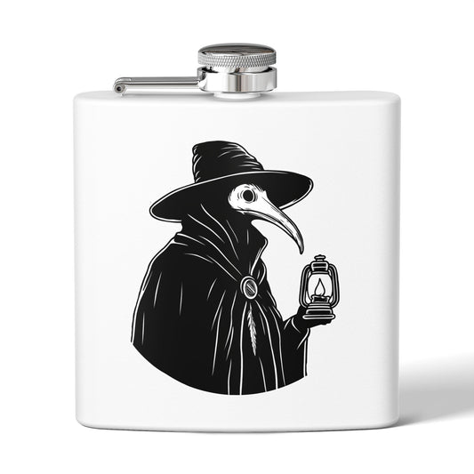 Dark Plague Doctor Flask - 6oz Stainless Steel