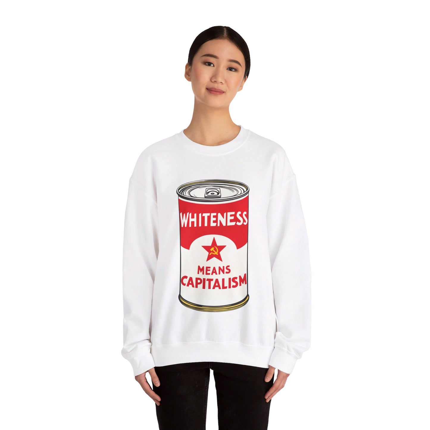 Whiteness Means Capitalism Soup Can Unisex Heavy Blend™ Crewneck Sweatshirt