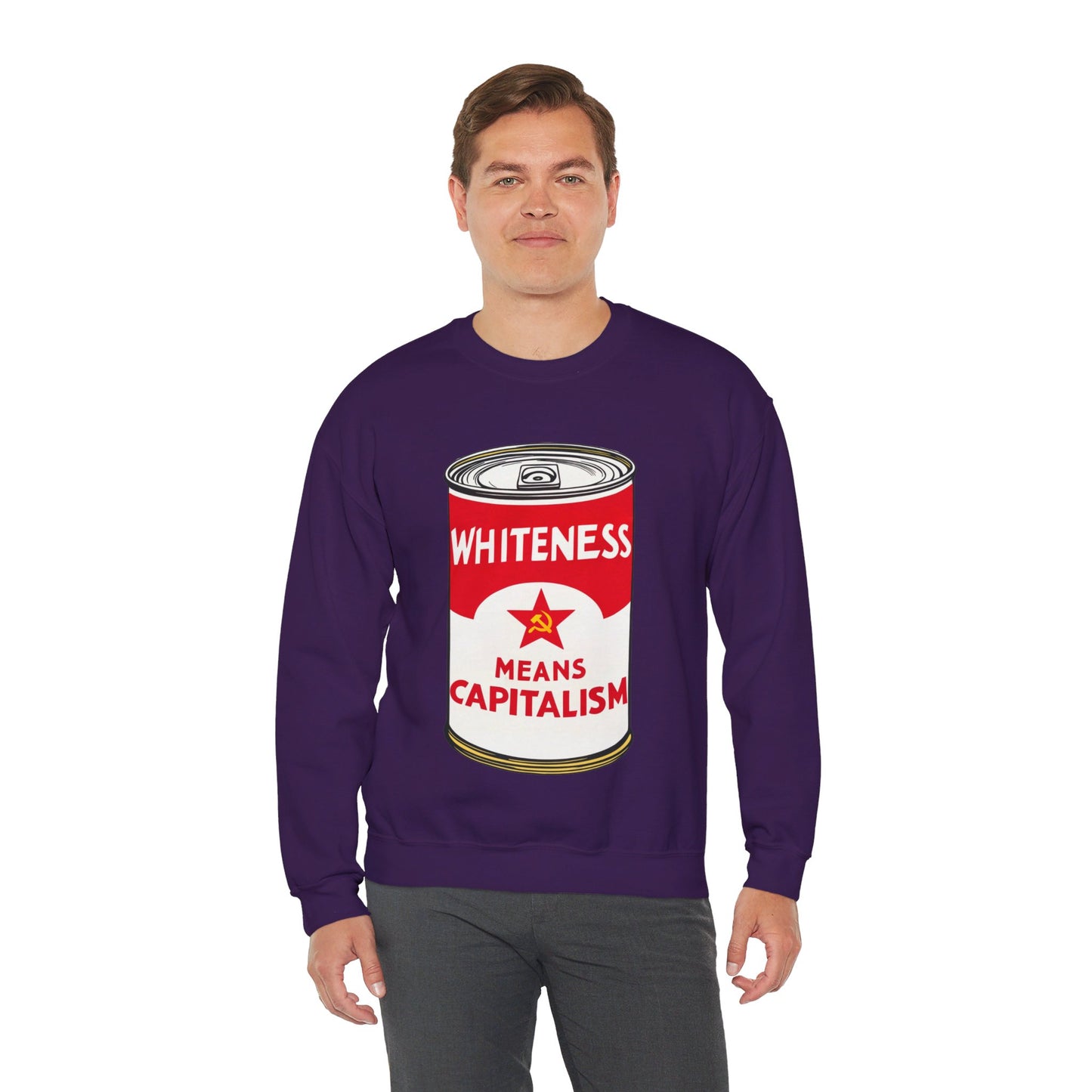 Whiteness Means Capitalism Soup Can Unisex Heavy Blend™ Crewneck Sweatshirt