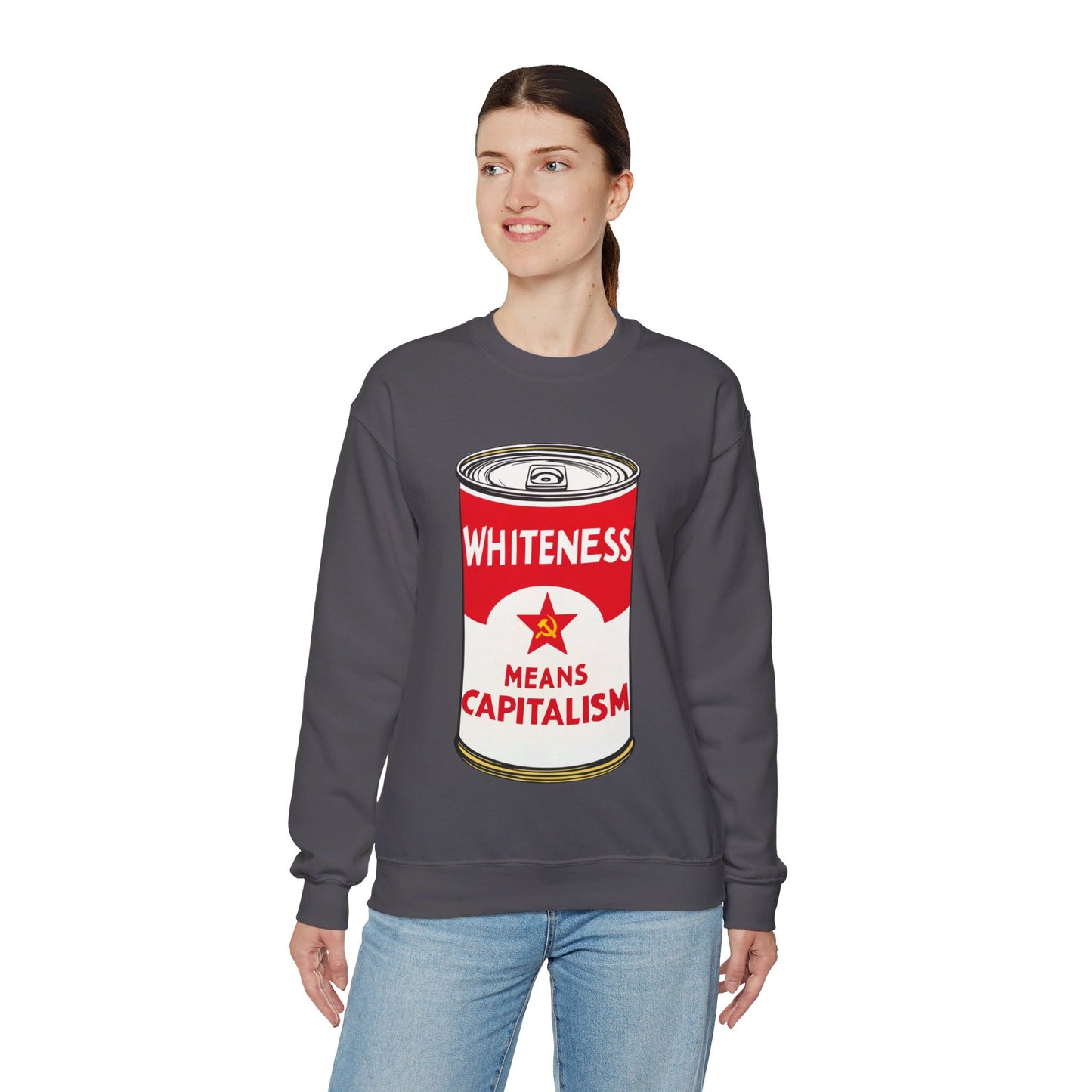 Whiteness Means Capitalism Soup Can Unisex Heavy Blend™ Crewneck Sweatshirt