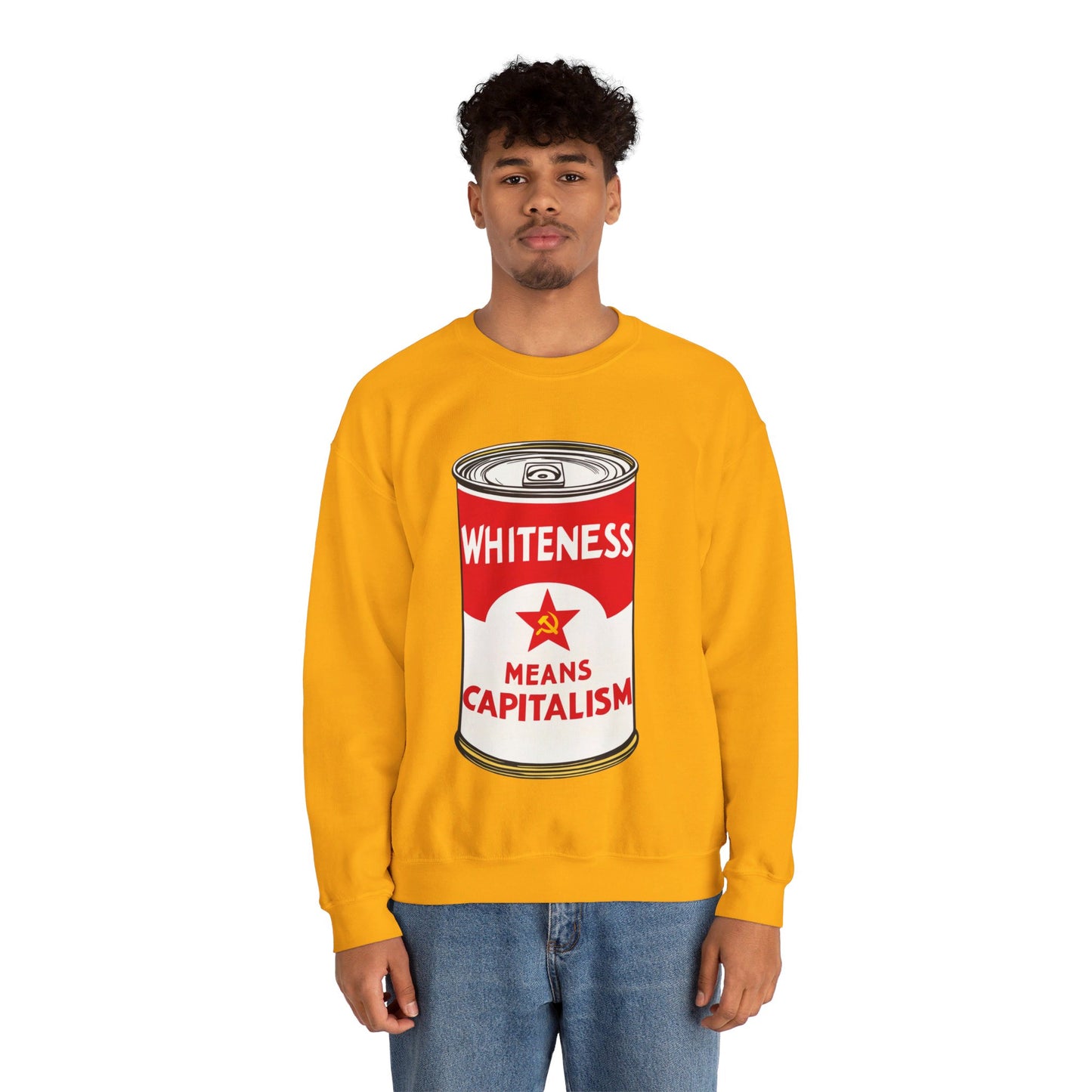 Whiteness Means Capitalism Soup Can Unisex Heavy Blend™ Crewneck Sweatshirt