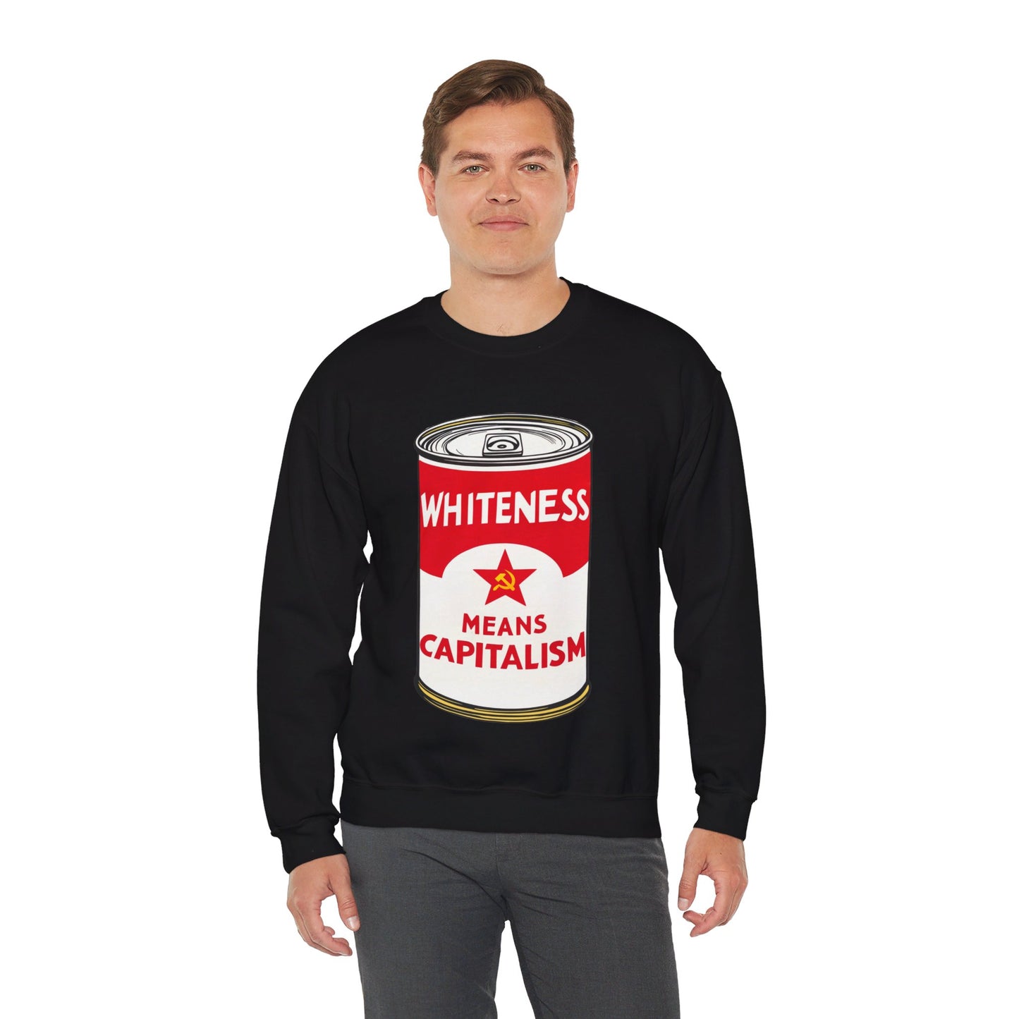 Whiteness Means Capitalism Soup Can Unisex Heavy Blend™ Crewneck Sweatshirt