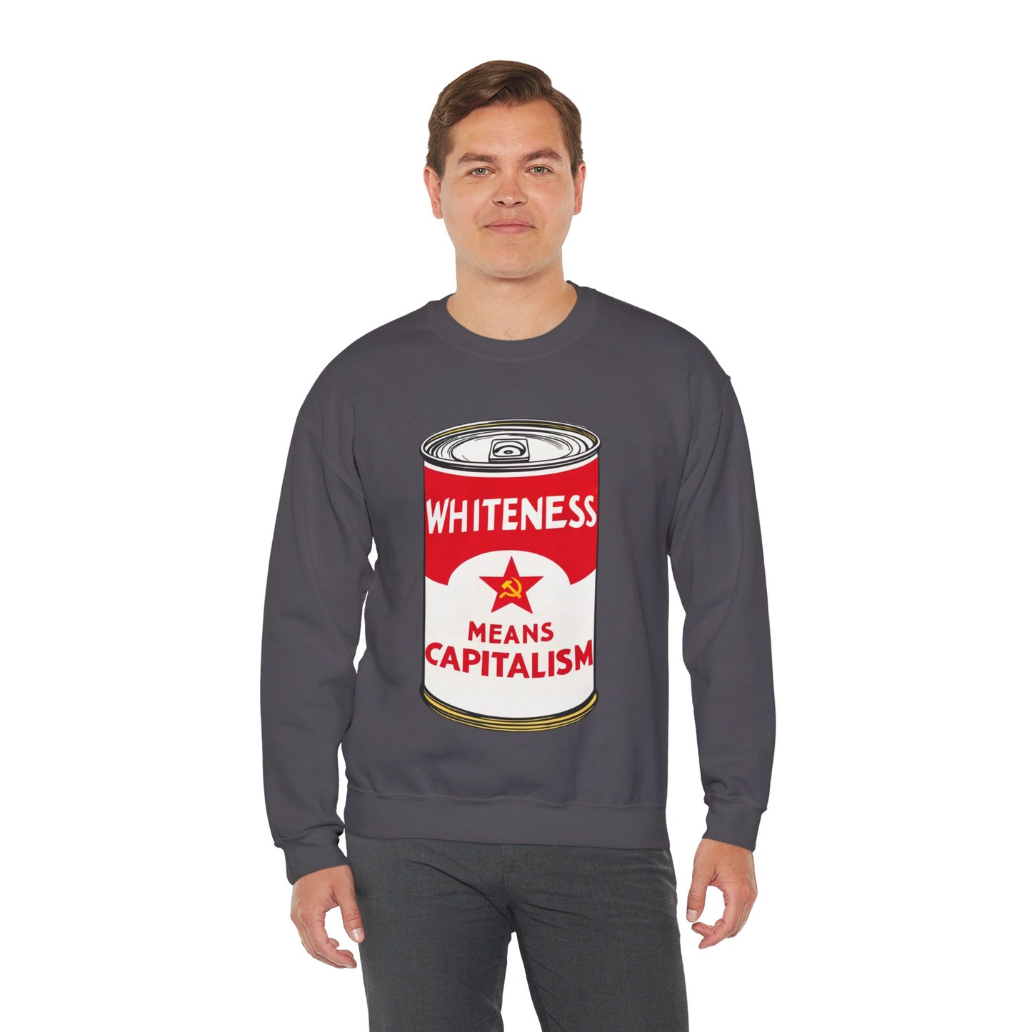Whiteness Means Capitalism Soup Can Unisex Heavy Blend™ Crewneck Sweatshirt