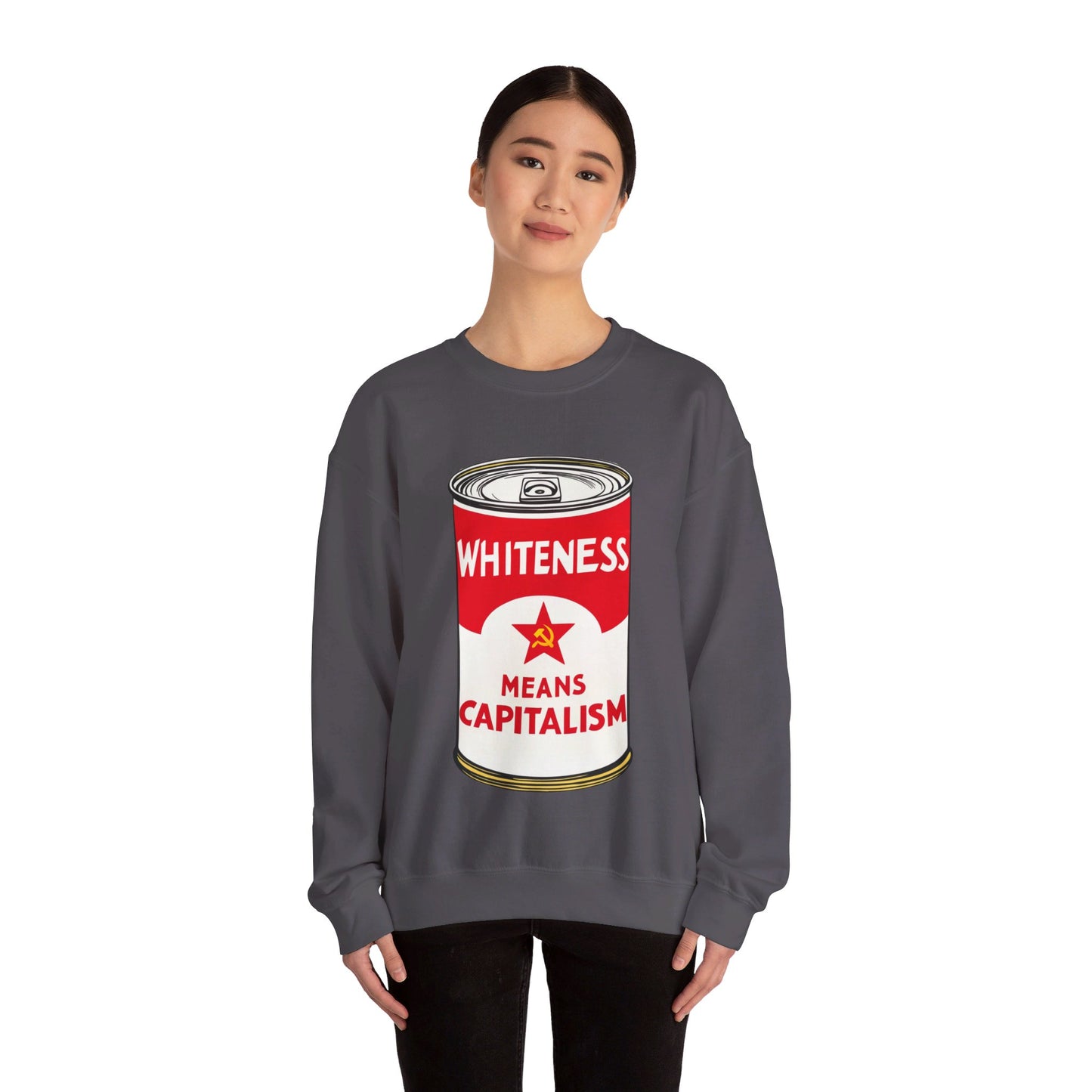 Whiteness Means Capitalism Soup Can Unisex Heavy Blend™ Crewneck Sweatshirt