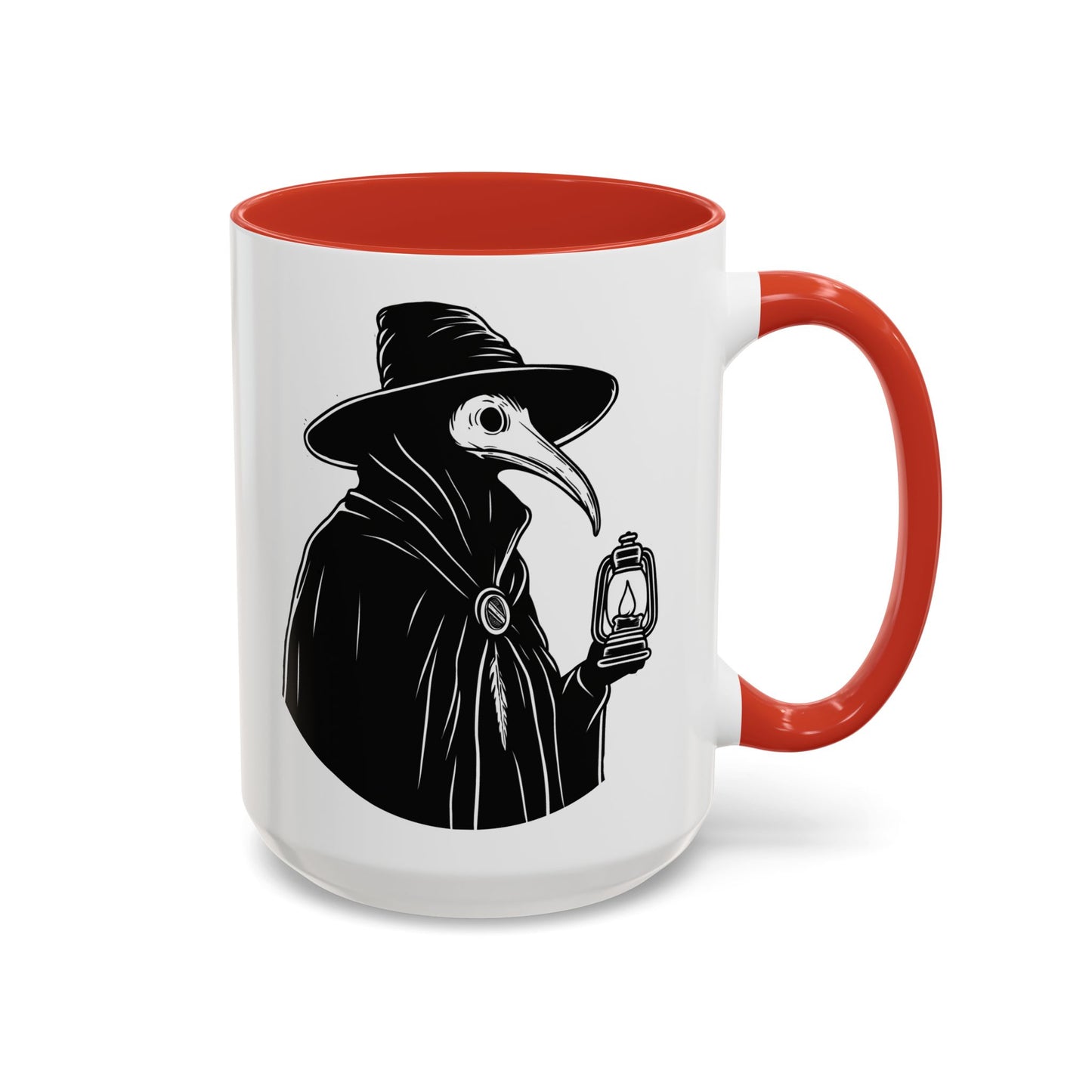Dark Plague Doctor Accent Coffee Mug, 15oz