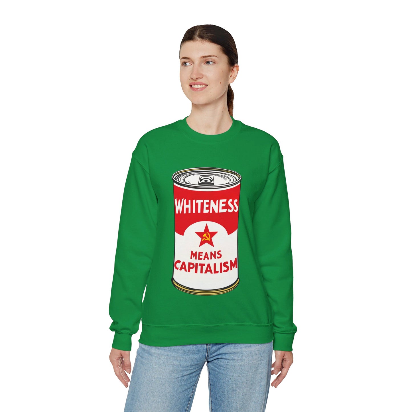 Whiteness Means Capitalism Soup Can Unisex Heavy Blend™ Crewneck Sweatshirt