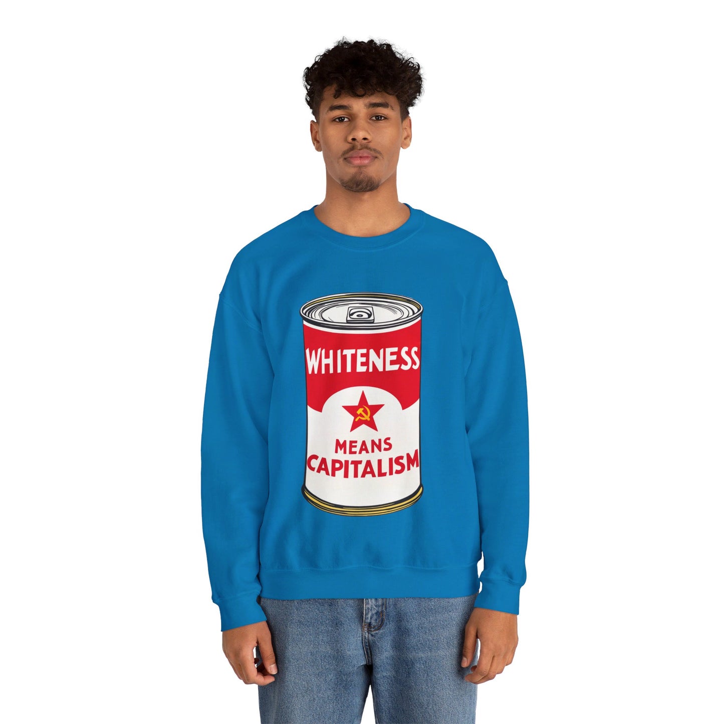 Whiteness Means Capitalism Soup Can Unisex Heavy Blend™ Crewneck Sweatshirt