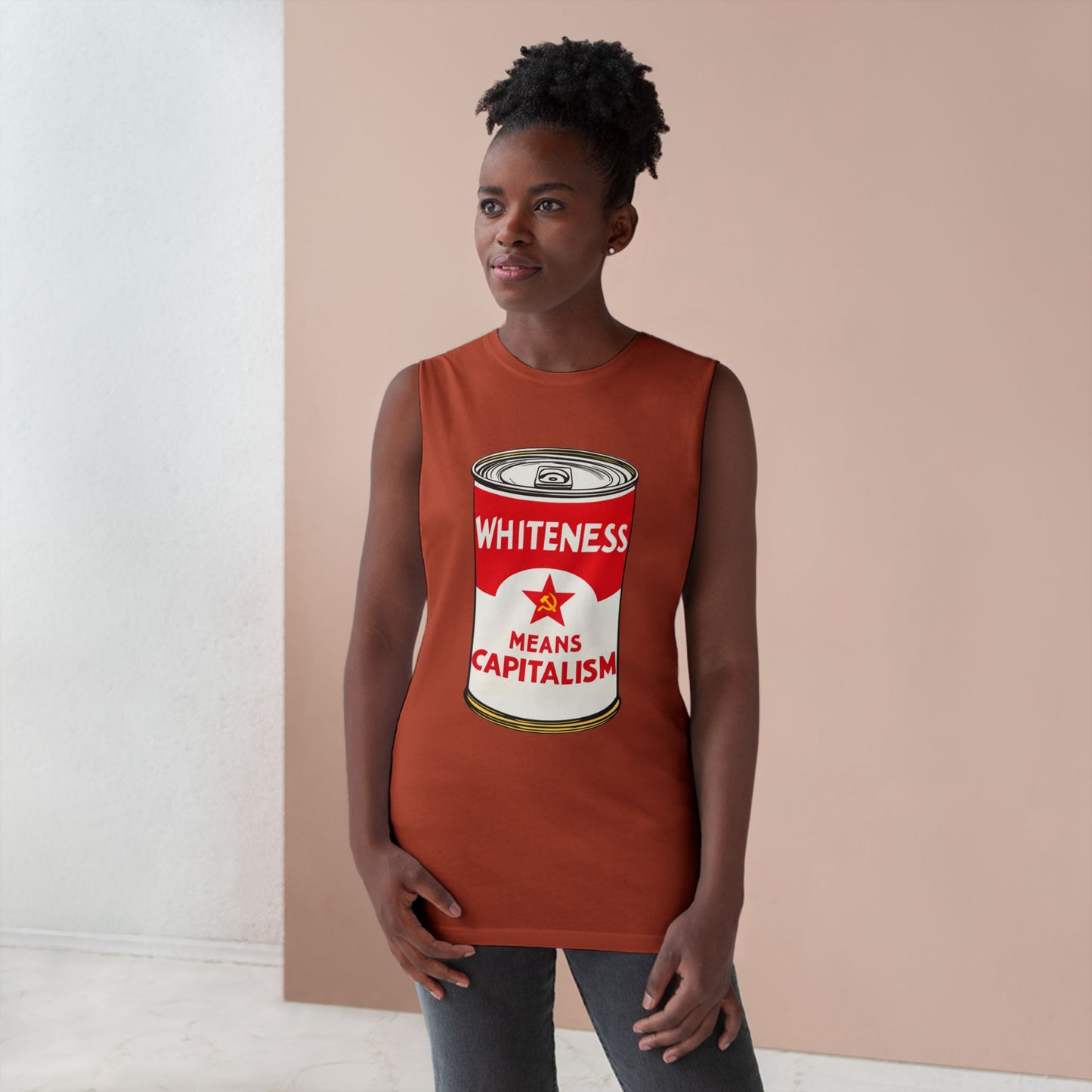 Whiteness Means Capitalism Soup Can Tank Top