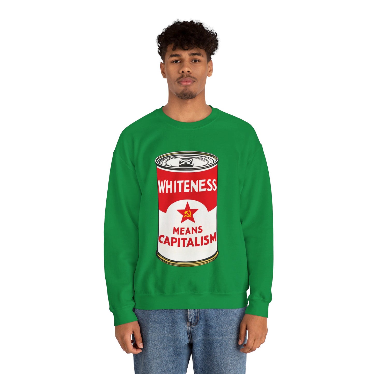 Whiteness Means Capitalism Soup Can Unisex Heavy Blend™ Crewneck Sweatshirt