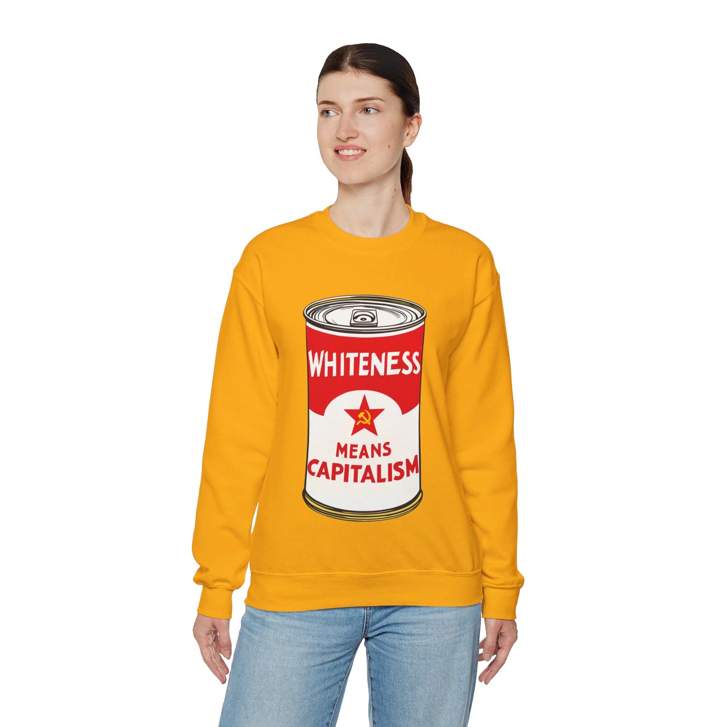 Whiteness Means Capitalism Soup Can Unisex Heavy Blend™ Crewneck Sweatshirt