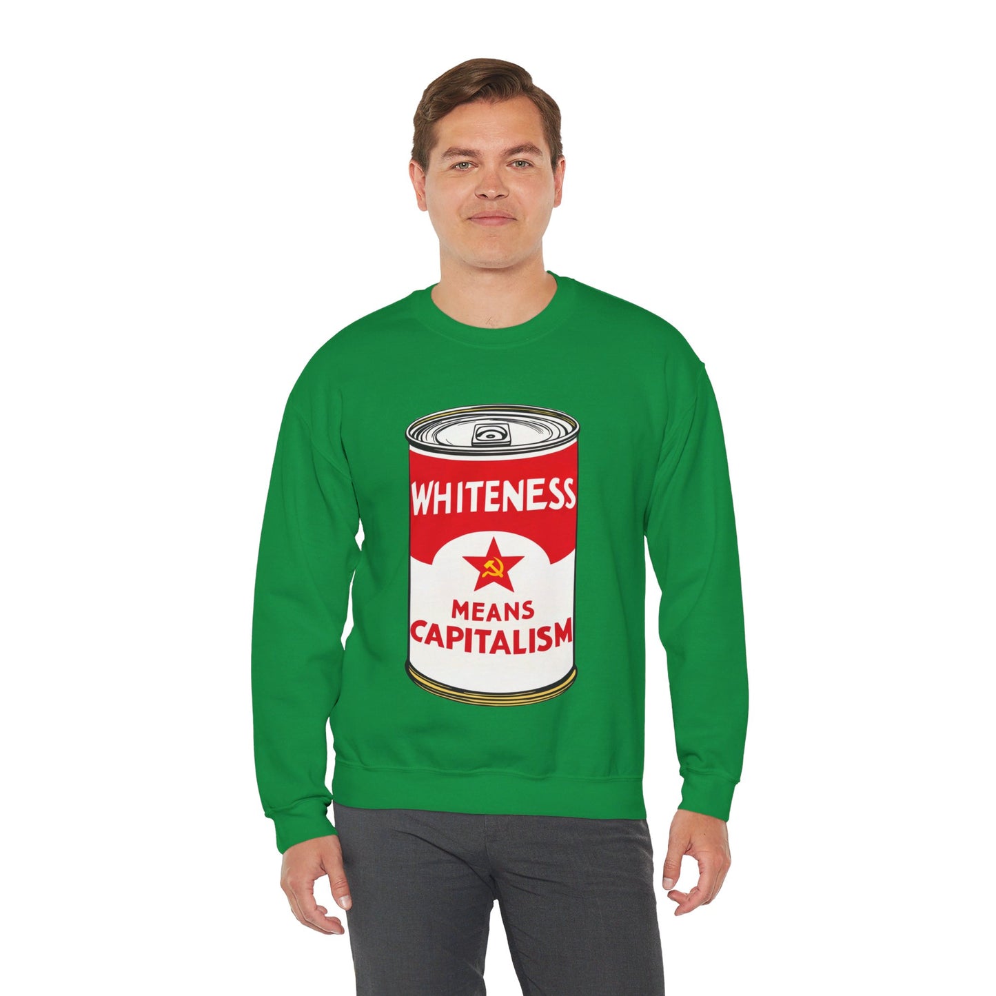 Whiteness Means Capitalism Soup Can Unisex Heavy Blend™ Crewneck Sweatshirt