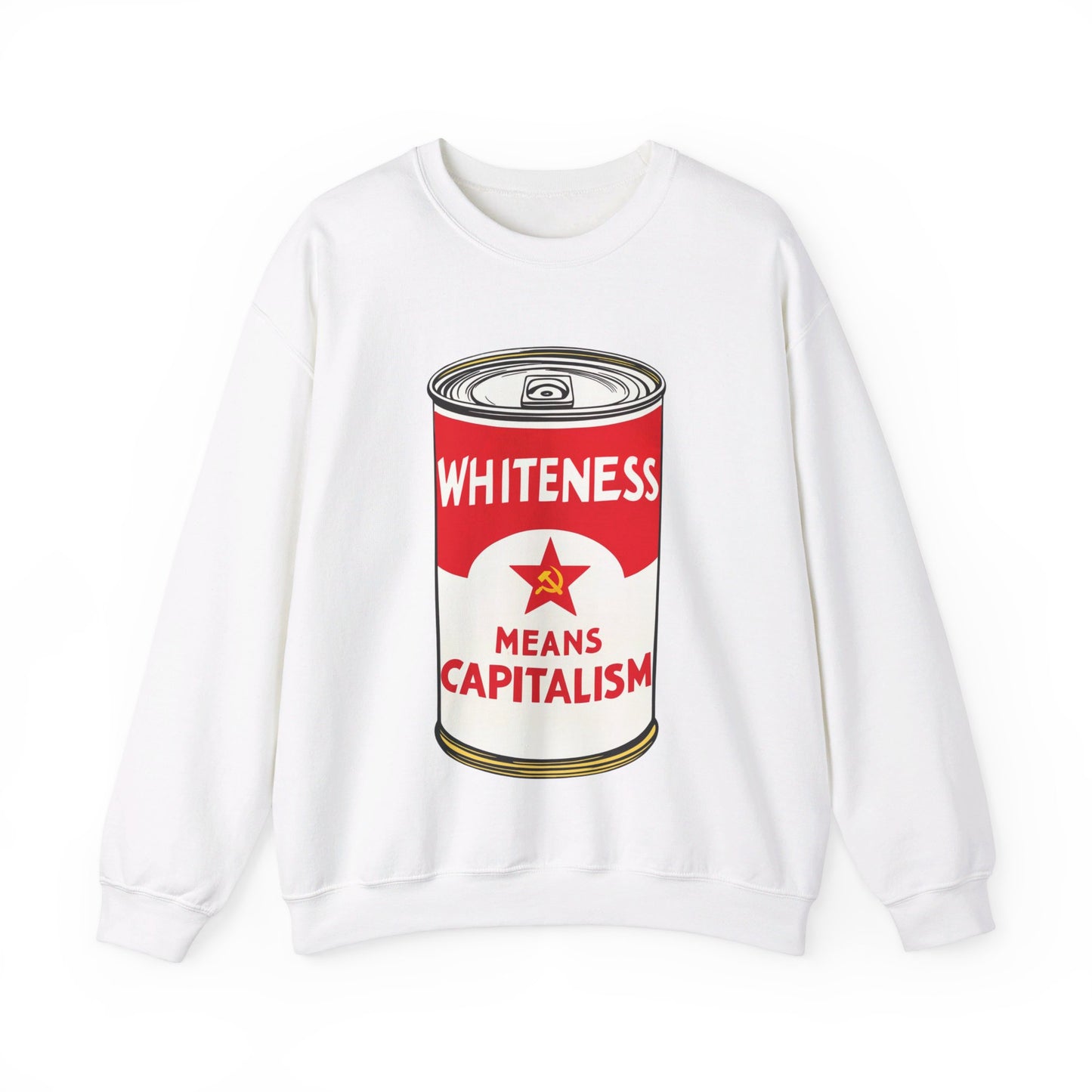 Whiteness Means Capitalism Soup Can Unisex Heavy Blend™ Crewneck Sweatshirt