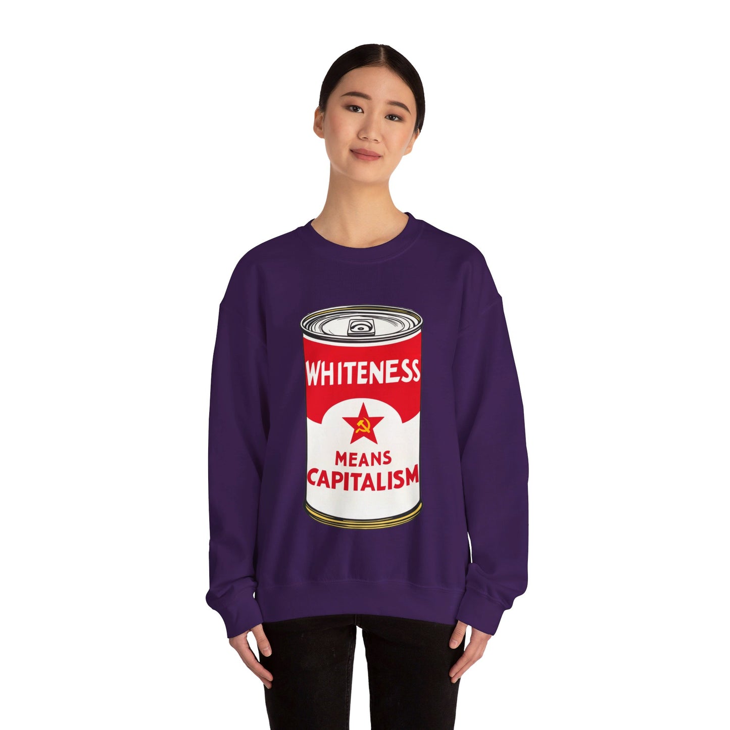 Whiteness Means Capitalism Soup Can Unisex Heavy Blend™ Crewneck Sweatshirt