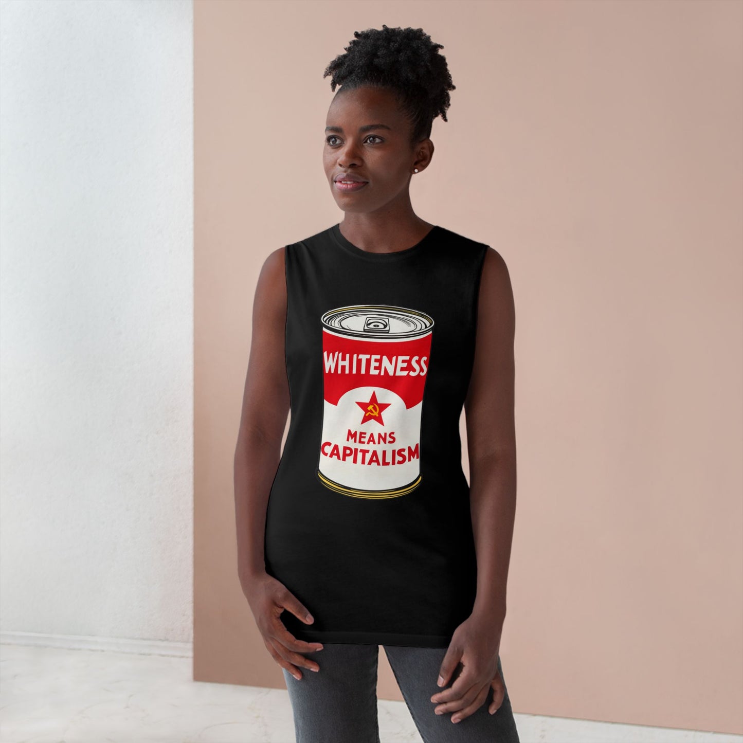 Whiteness Means Capitalism Soup Can Tank Top