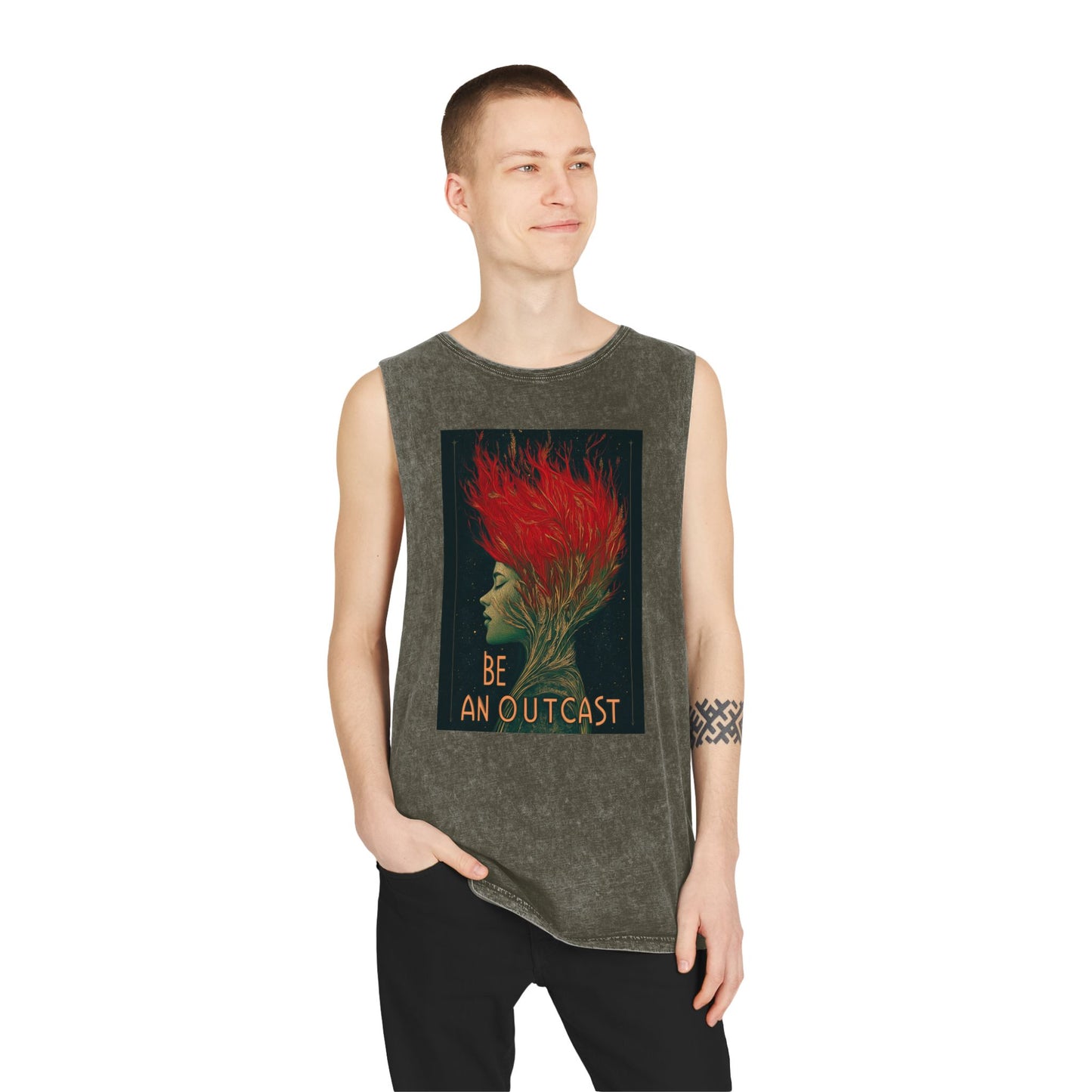 Be An Outcast Unisex Stonewash Tank Top