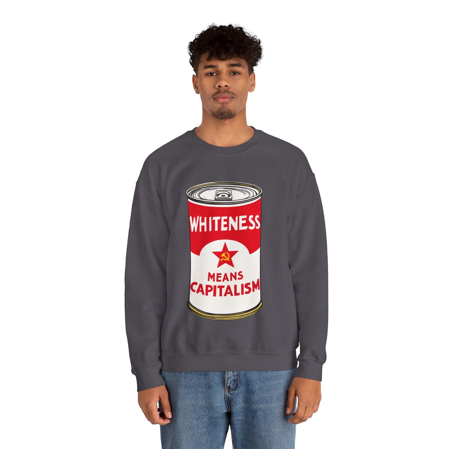 Whiteness Means Capitalism Soup Can Unisex Heavy Blend™ Crewneck Sweatshirt